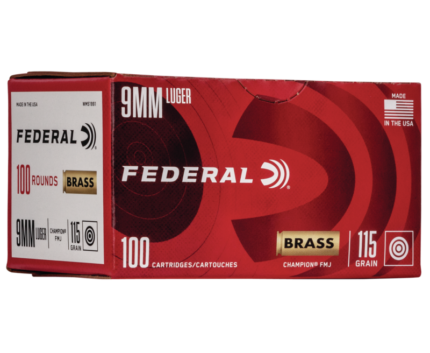 Federal Champion Training Handgun Ammo 9mm 100-Rounds 115 Grain FMJ