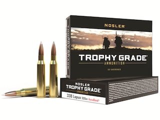 Nosler Trophy Grade Ammunition 338 Lapua Magnum 300 Grain AccuBond Box of 20 good sale