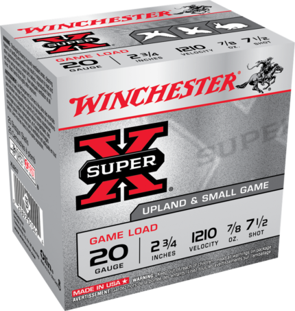 Winchester Upland XU207 20GA, Lead Shot, 2 3/4",1210FPS, 7/8 OZ., #7.5, 25 RDS Per Box 020892013414